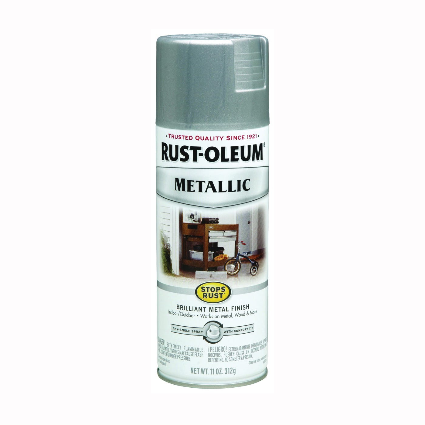 RUST OLEUM STOPS RUST 7271830 Metallic Spray Paint Metallic Silver 11 oz Aerosol Can