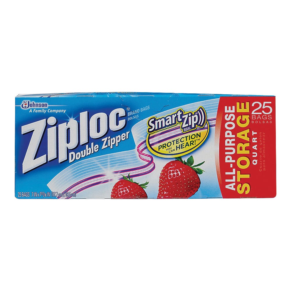 Buy Ziploc 00330 Storage Bag, 1 qt Capacity, Plastic 1 Qt