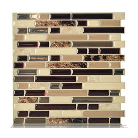 Smart Tiles SM1034-6 Wall Tile, 10.2 in L, 9.1 in W, 3/4 in Thick, Composite Vinyl, Brown, Gloss